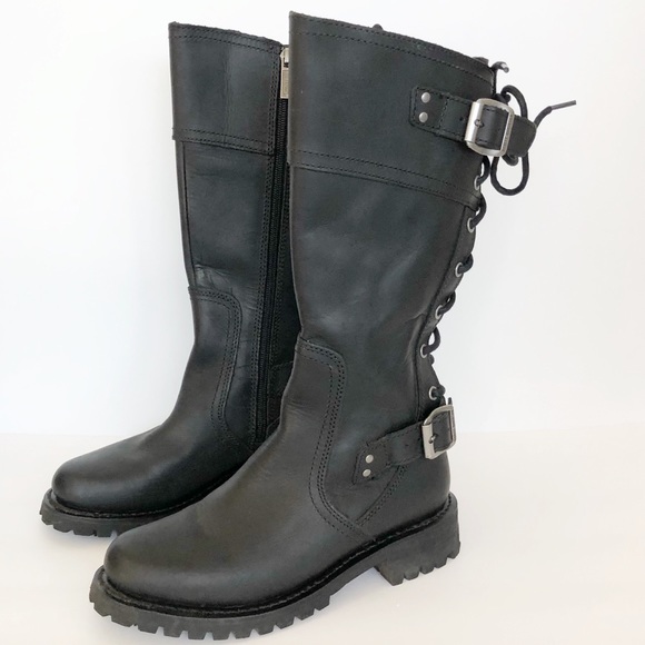 Harley-Davidson Shoes - Harley Davidson Tall Lace Up Black Boots SZ 7